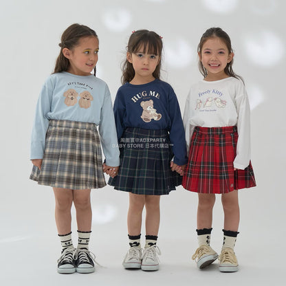 日本童裝 Ly# mine 格紋隨意百褶裙 100-150cm 女童款 秋季 SKIRTS 聖誕紅/新年紅