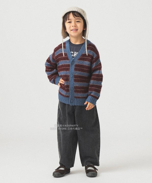 日本童裝 B:MING by BEAMS 毛茸茸條紋外套 90-140cm 男童款/女童款 秋冬季 OUTERWEAR 聖誕紅/新年紅
