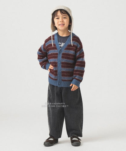 日本童裝 B:MING by BEAMS 毛茸茸條紋外套 90-140cm 男童款/女童款 秋冬季 OUTERWEAR 聖誕紅/新年紅