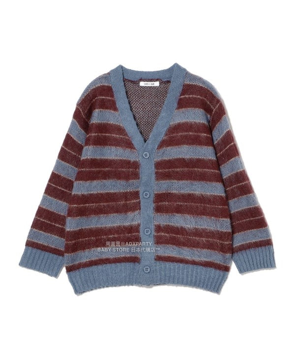 日本童裝 B:MING by BEAMS 毛茸茸條紋外套 90-140cm 男童款/女童款 秋冬季 OUTERWEAR 聖誕紅/新年紅