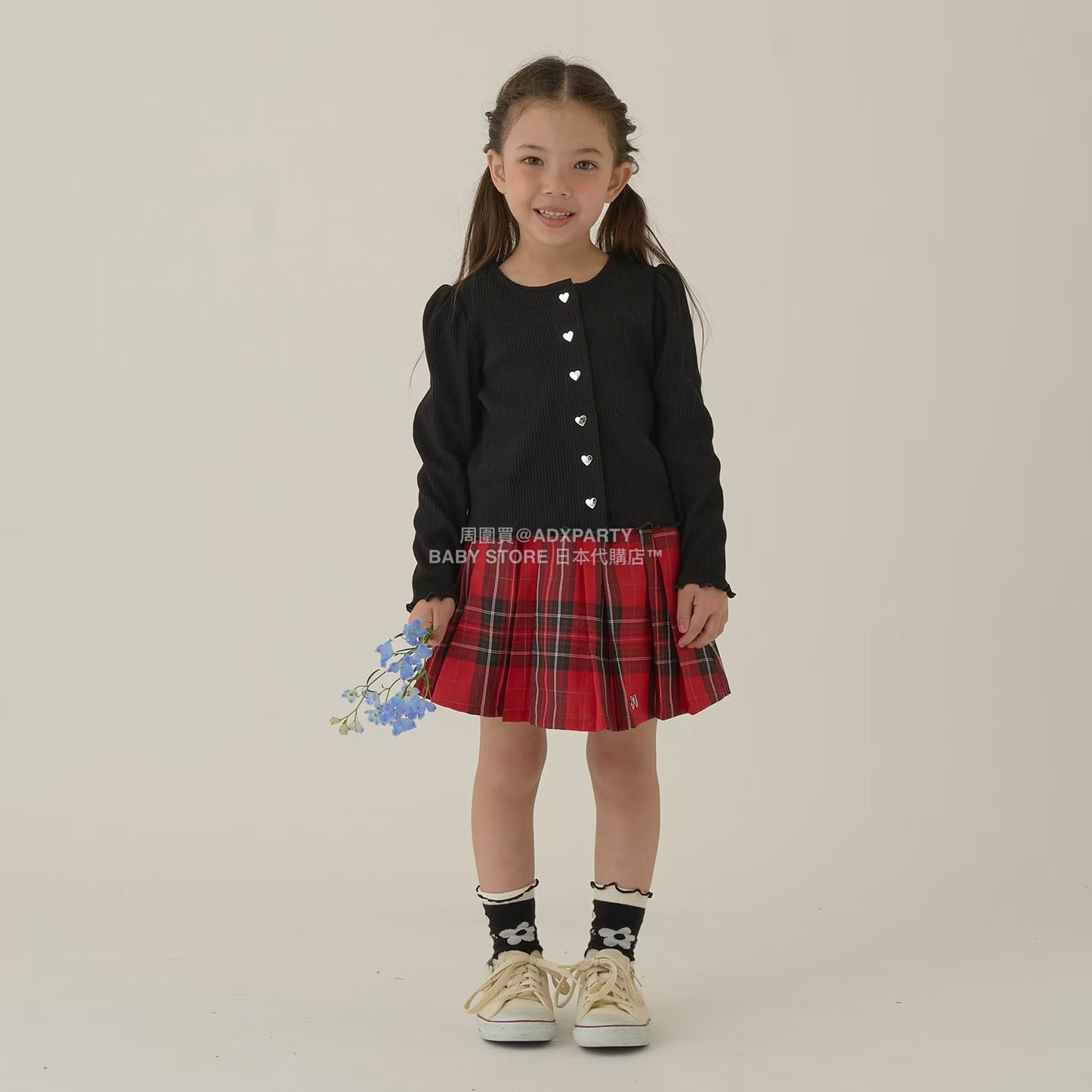 日本童裝 Ly# mine 格紋隨意百褶裙 100-150cm 女童款 秋季 SKIRTS 聖誕紅/新年紅