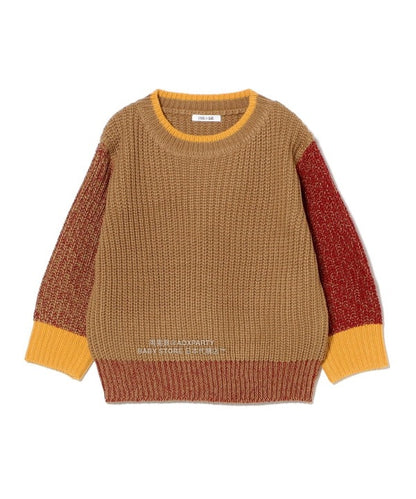 日本童裝 B:MING by BEAMS 拼色袖針織毛衣 90-140cm 男童款/女童款 秋冬季 TOPS