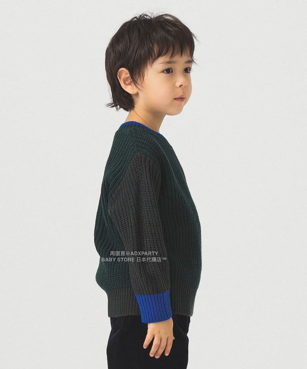 日本童裝 B:MING by BEAMS 拼色袖針織毛衣 90-140cm 男童款/女童款 秋冬季 TOPS