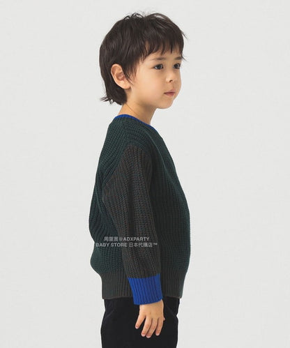 日本童裝 B:MING by BEAMS 拼色袖針織毛衣 90-140cm 男童款/女童款 秋冬季 TOPS