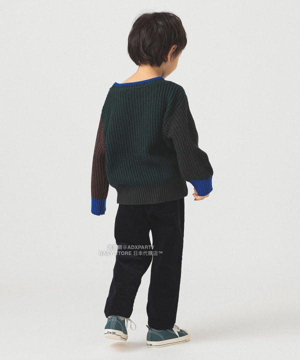 日本童裝 B:MING by BEAMS 拼色袖針織毛衣 90-140cm 男童款/女童款 秋冬季 TOPS