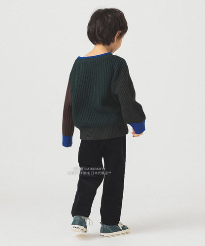 日本童裝 B:MING by BEAMS 拼色袖針織毛衣 90-140cm 男童款/女童款 秋冬季 TOPS