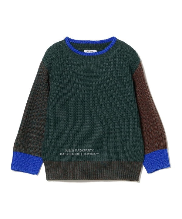 日本童裝 B:MING by BEAMS 拼色袖針織毛衣 90-140cm 男童款/女童款 秋冬季 TOPS