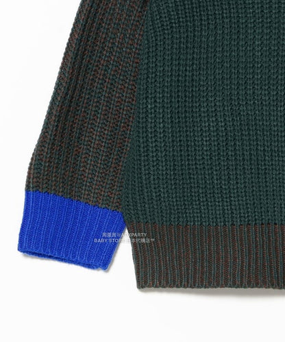 日本童裝 B:MING by BEAMS 拼色袖針織毛衣 90-140cm 男童款/女童款 秋冬季 TOPS