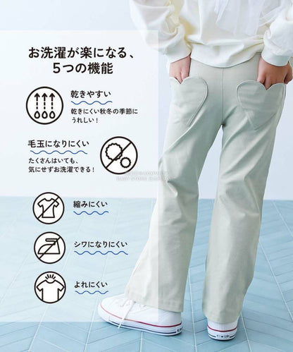 日本童裝 dev!rock 【五大易洗】心型口袋喇叭長褲 100-160cm 女童款 冬季 PANTS