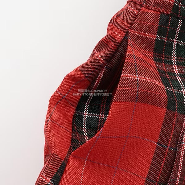 日本童裝 Ly# mine 格紋隨意百褶裙 100-150cm 女童款 秋季 SKIRTS 聖誕紅/新年紅