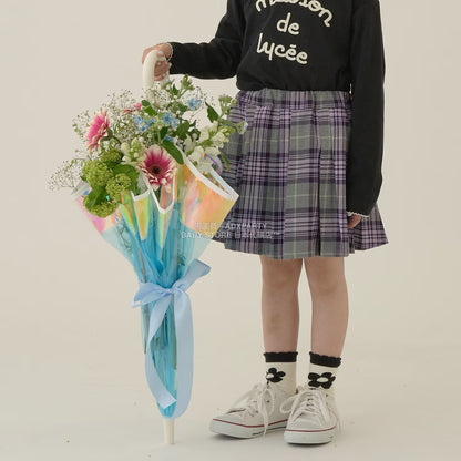 日本童裝 Ly# mine 格紋隨意百褶裙 100-150cm 女童款 秋季 SKIRTS 聖誕紅/新年紅