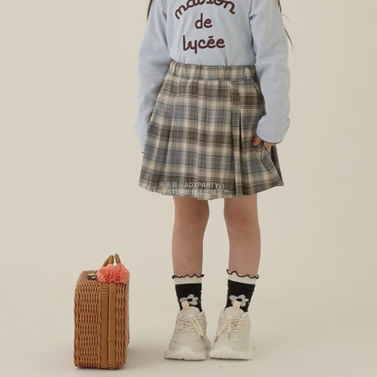 日本童裝 Ly# mine 格紋隨意百褶裙 100-150cm 女童款 秋季 SKIRTS 聖誕紅/新年紅