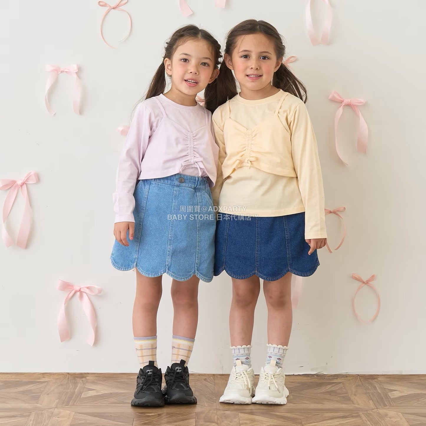 日本童裝 Ly# mine 彈性牛仔扇貝邊裙褲 100-150cm 女童款 秋季 PANTS