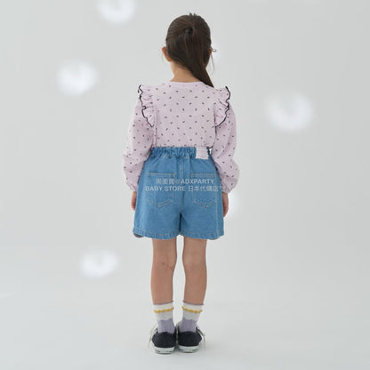 日本童裝 Ly# mine 彈性牛仔扇貝邊裙褲 100-150cm 女童款 秋季 PANTS