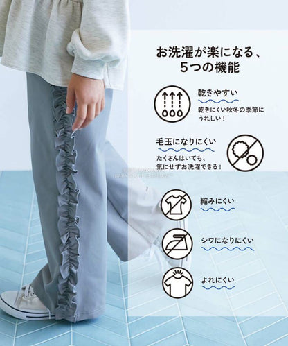 日本童裝 dev!rock 【五大易洗】側邊皺褶長褲 100-160cm 女童款 冬季 PANTS