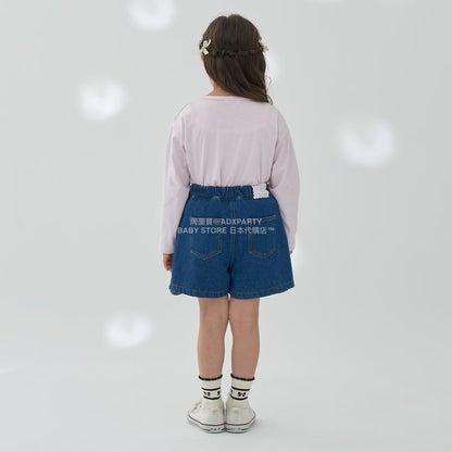日本童裝 Ly# mine 彈性牛仔扇貝邊裙褲 100-150cm 女童款 秋季 PANTS