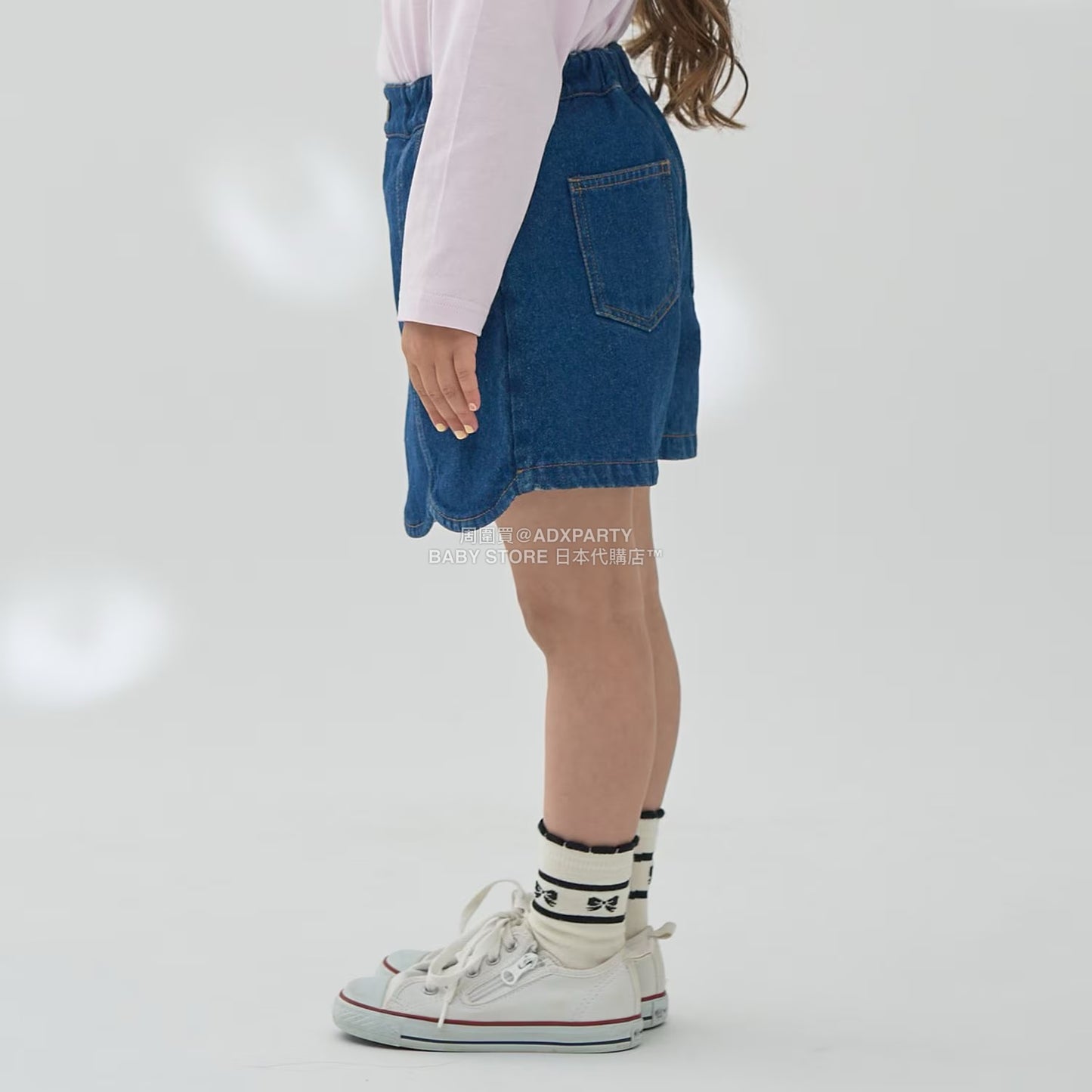 日本童裝 Ly# mine 彈性牛仔扇貝邊裙褲 100-150cm 女童款 秋季 PANTS