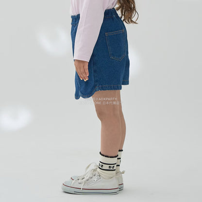 日本童裝 Ly# mine 彈性牛仔扇貝邊裙褲 100-150cm 女童款 秋季 PANTS