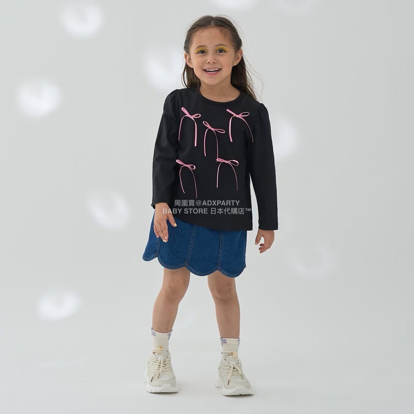 日本童裝 Ly# mine 彈性牛仔扇貝邊裙褲 100-150cm 女童款 秋季 PANTS