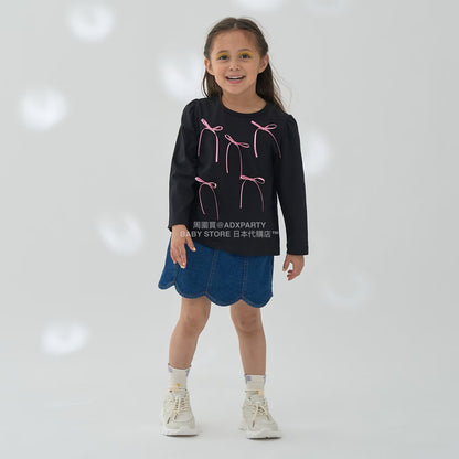 日本童裝 Ly# mine 彈性牛仔扇貝邊裙褲 100-150cm 女童款 秋季 PANTS