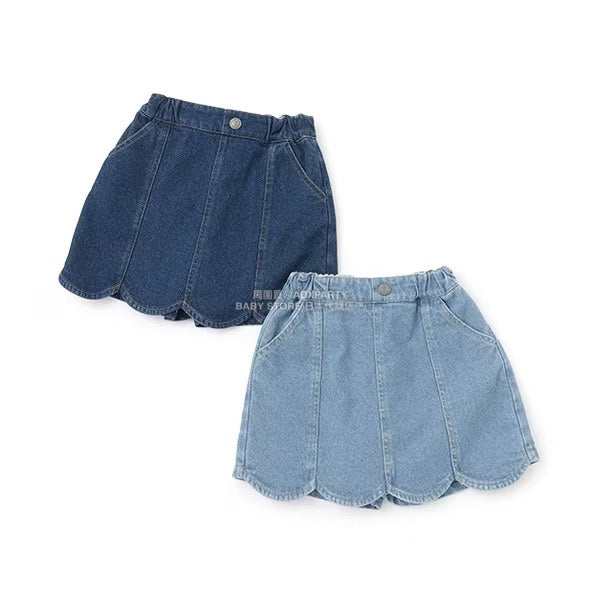 日本童裝 Ly# mine 彈性牛仔扇貝邊裙褲 100-150cm 女童款 秋季 PANTS