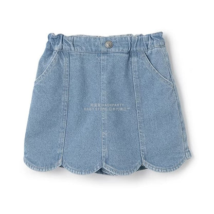 日本童裝 Ly# mine 彈性牛仔扇貝邊裙褲 100-150cm 女童款 秋季 PANTS
