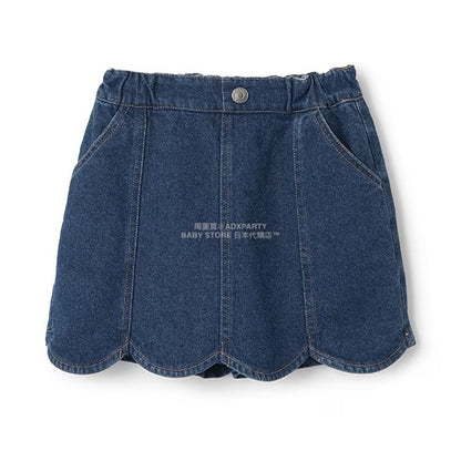 日本童裝 Ly# mine 彈性牛仔扇貝邊裙褲 100-150cm 女童款 秋季 PANTS