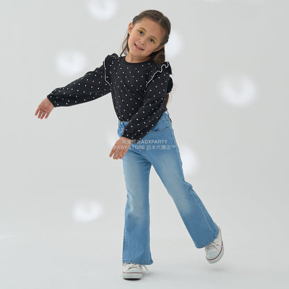 日本童裝 Ly# mine 後開衩喇叭褲 100-150cm 女童款 秋季 PANTS