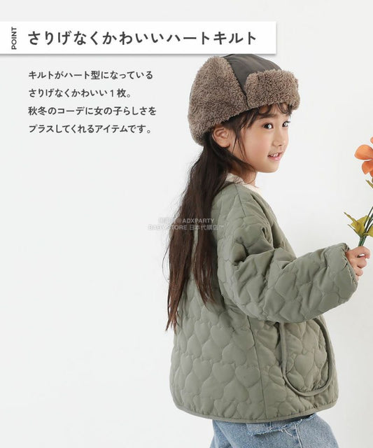 日本童裝 dev!rock 心型絎縫保暖抓毛外套 100-160cm 女童款 冬季 (適合初秋、香港平均溫度、寒冷天氣）OUTERWEAR 