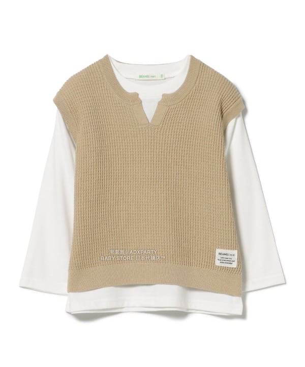 日本童裝 BEAMS mini 針織背心&長袖上衣套裝 90-150cm 男童款 秋冬季 TOPS
