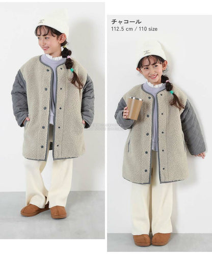日本童裝 dev!rock 2Way 絎縫拼接毛毛外套 100-160cm 女童款 冬季 (適合初秋、香港平均溫度、寒冷天氣、溫度低天氣）OUTERWEAR 