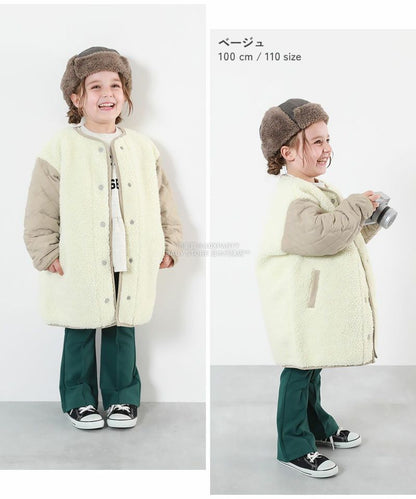 日本童裝 dev!rock 2Way 絎縫拼接毛毛外套 100-160cm 女童款 冬季 (適合初秋、香港平均溫度、寒冷天氣、溫度低天氣）OUTERWEAR 