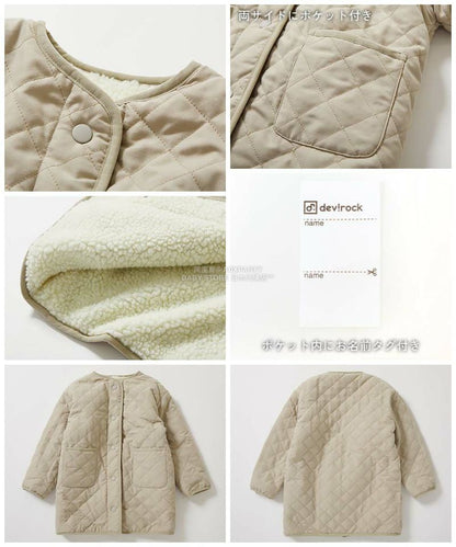 日本童裝 dev!rock 2Way 絎縫拼接毛毛外套 100-160cm 女童款 冬季 (適合初秋、香港平均溫度、寒冷天氣、溫度低天氣）OUTERWEAR 