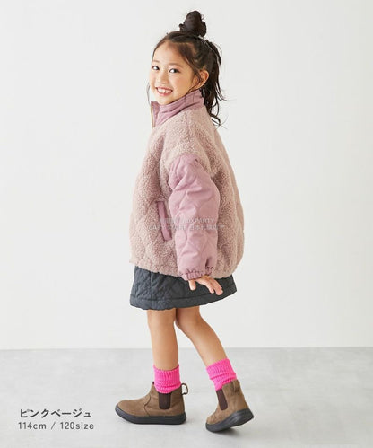 日本童裝 dev!rock 絎縫拼接毛毛外套 100-160cm 女童款 冬季 (適合初秋、香港平均溫度、寒冷天氣）OUTERWEAR 
