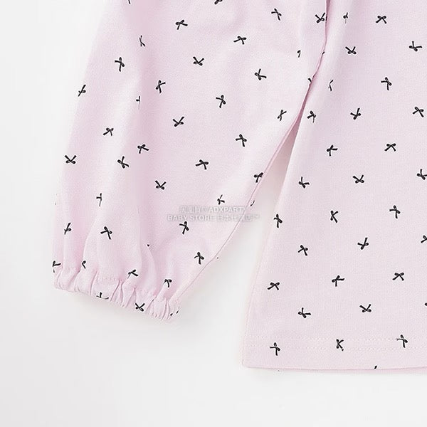 日本童裝 Ly# mine [柔軟棉] 荷葉邊印花上衣 100-150cm 女童款 秋季 TOPS