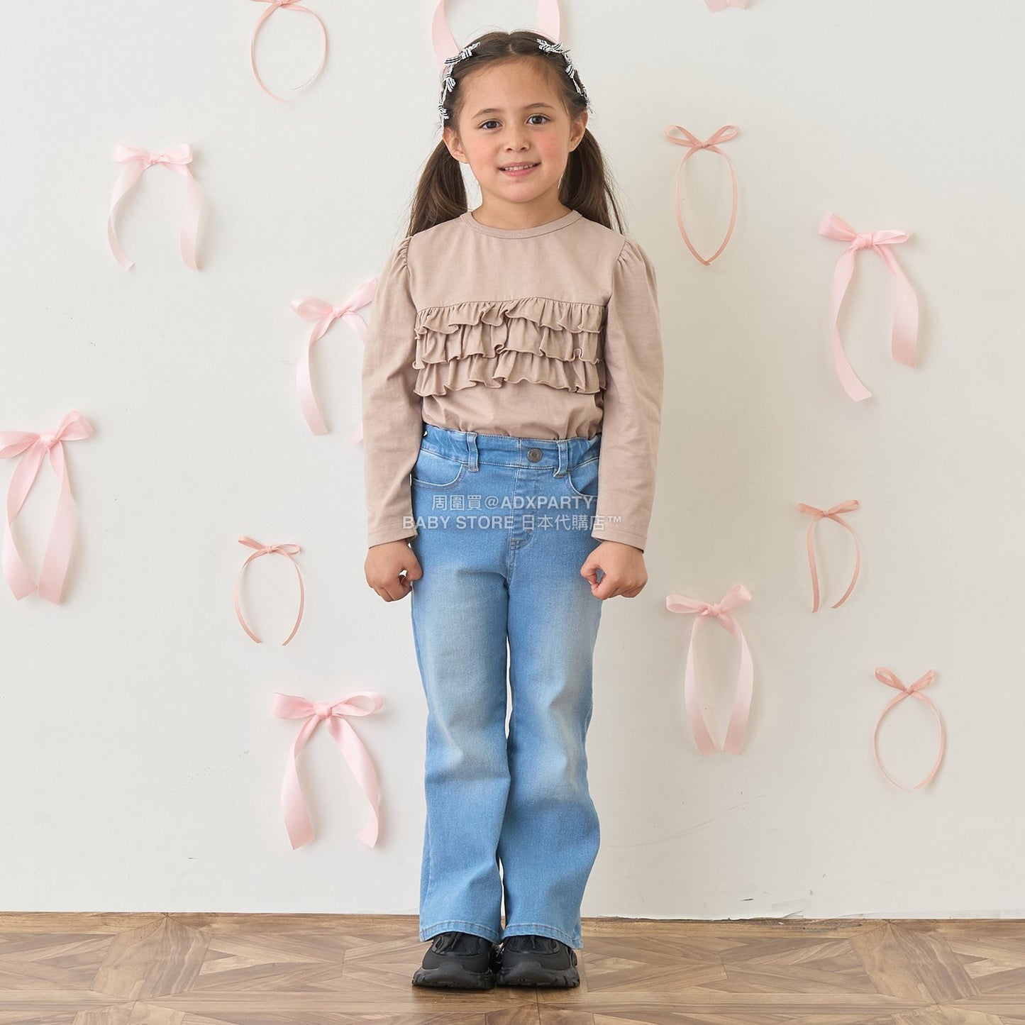 日本童裝 Ly# mine 2Way 雙面兩著【柔軟棉】花邊上衣 100-150cm 女童款 秋季 TOPS