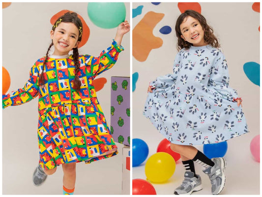 日本童裝 BREEZE 獨特全印花連身裙 80-130cm 女童款  秋季 DRESSES