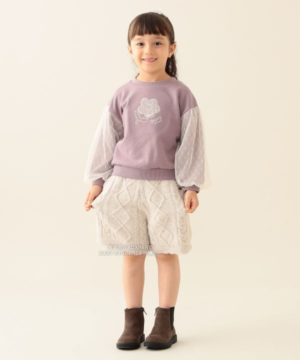日本童裝 BEAMS mini 薄紗袖衛衣 90-140cm 女童款 秋冬季 TOPS