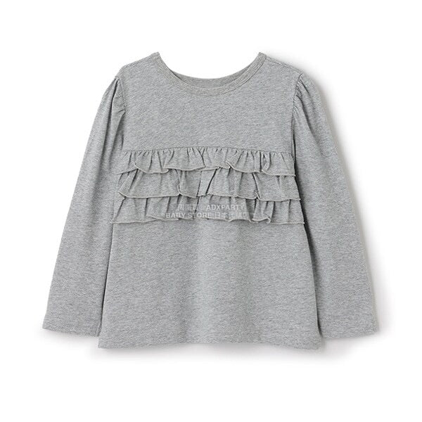 日本童裝 Ly# mine 2Way 雙面兩著【柔軟棉】花邊上衣 100-150cm 女童款 秋季 TOPS