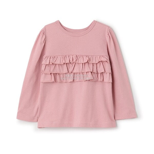 日本童裝 Ly# mine 2Way 雙面兩著【柔軟棉】花邊上衣 100-150cm 女童款 秋季 TOPS