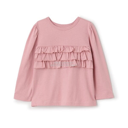 日本童裝 Ly# mine 2Way 雙面兩著【柔軟棉】花邊上衣 100-150cm 女童款 秋季 TOPS