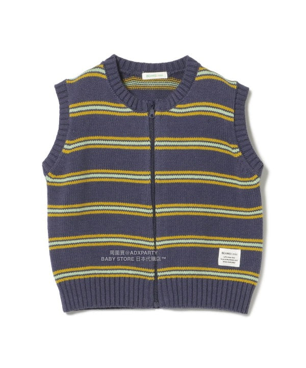 日本童裝 BEAMS mini 條紋針織背心外套 90-140cm 男童款/女童款 秋冬季 OUTERWEAR