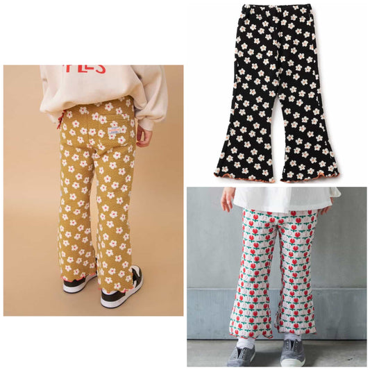 日本童裝 BREEZE 提花喇叭褲 80-140cm 女童款 秋季 PANTS
