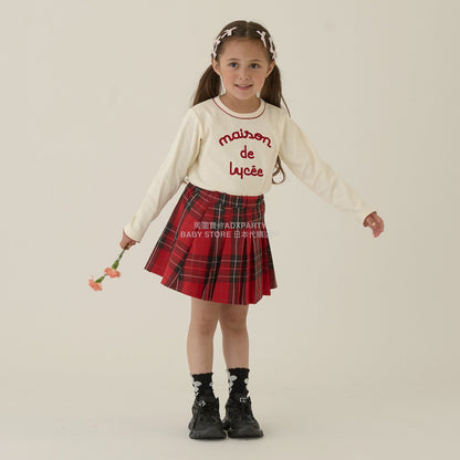 日本童裝 Ly# mine 字團網眼長袖上衣 100-150cm 女童款 秋季 TOPS