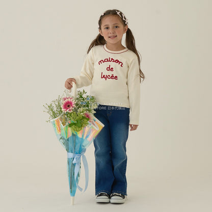 日本童裝 Ly# mine 字團網眼長袖上衣 100-150cm 女童款 秋季 TOPS