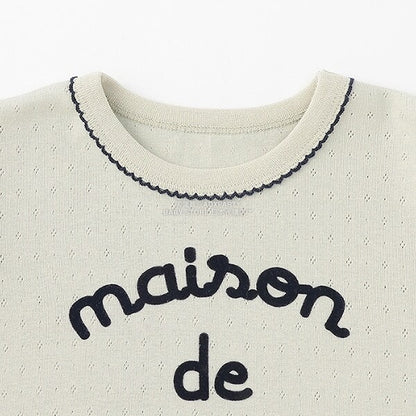 日本童裝 Ly# mine 字團網眼長袖上衣 100-150cm 女童款 秋季 TOPS