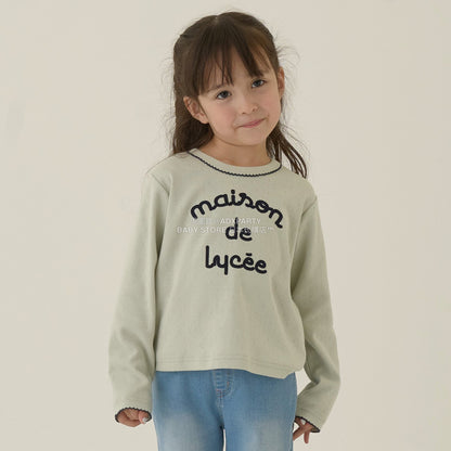 日本童裝 Ly# mine 字團網眼長袖上衣 100-150cm 女童款 秋季 TOPS