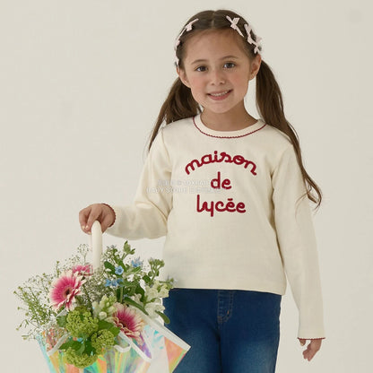 日本童裝 Ly# mine 字團網眼長袖上衣 100-150cm 女童款 秋季 TOPS