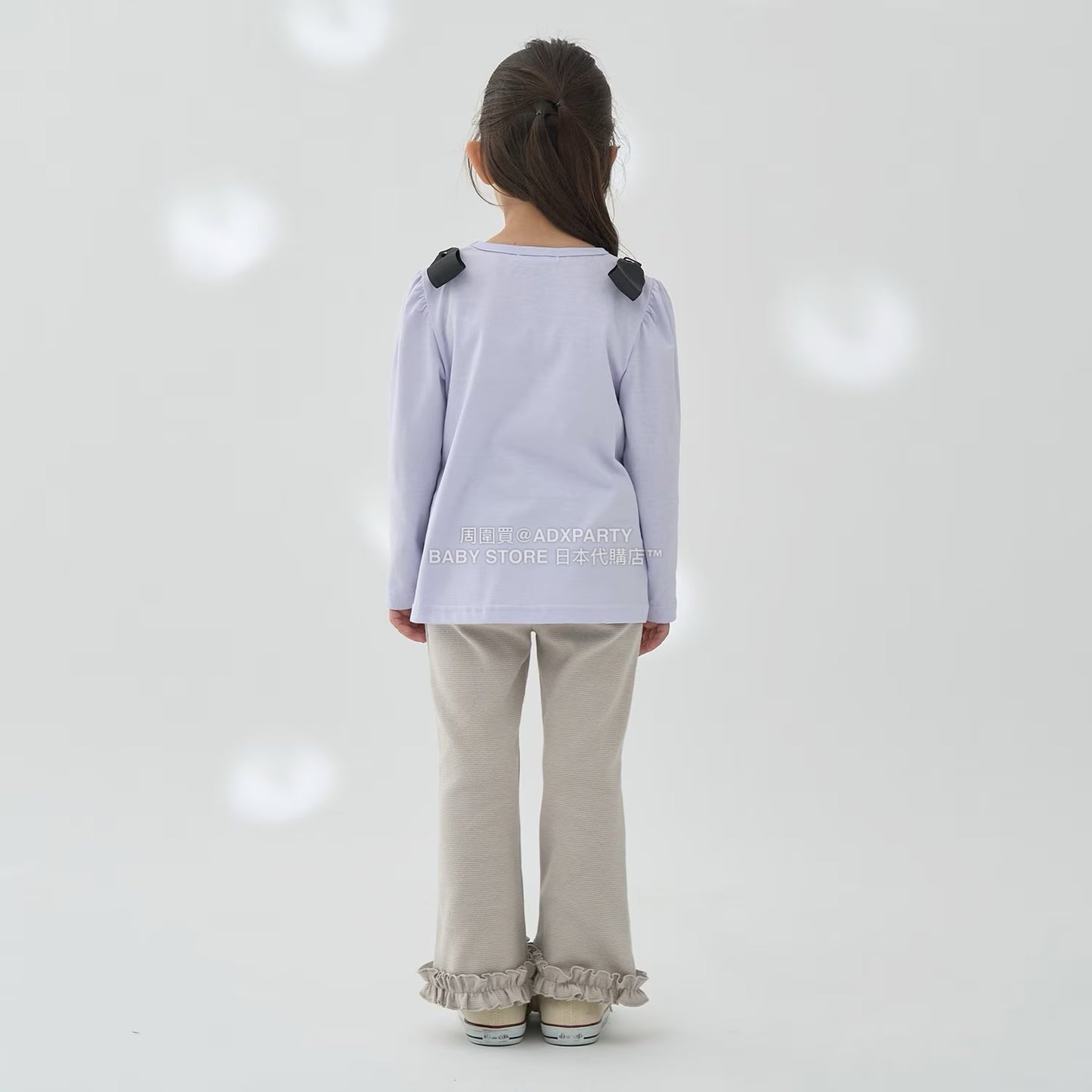 日本童裝 Ly# mine [柔軟棉] 蝴蝶結長袖上衣 100-150cm 女童款 秋季 TOPS