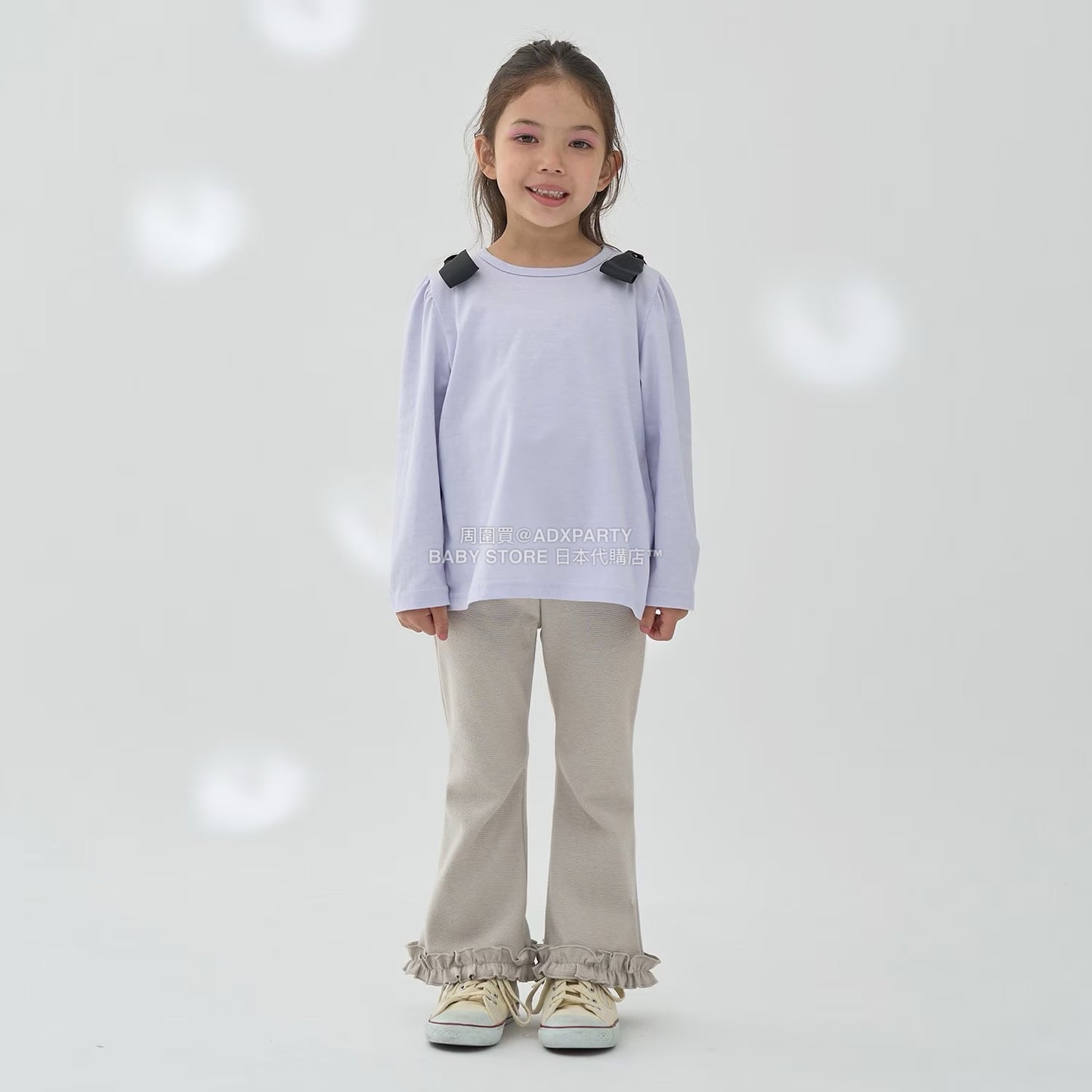 日本童裝 Ly# mine [柔軟棉] 蝴蝶結長袖上衣 100-150cm 女童款 秋季 TOPS